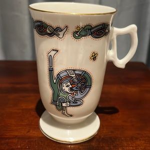 Royal Tara Book of Kells Letter H Galway Ireland Footed Irish Coffee Mug Celtic